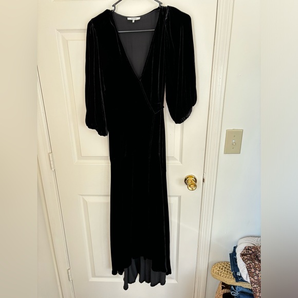 GANNI Silk Velvet Warp Dress in Black - Picture 6 of 16
